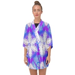 Snowflake Kaleidoscope Template Background Half Sleeve Chiffon Kimono by Ravend