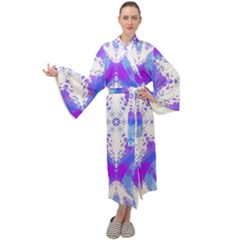 Snowflake Kaleidoscope Template Background Maxi Velour Kimono by Ravend