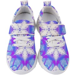 Snowflake Kaleidoscope Template Background Kids  Velcro Strap Shoes by Ravend