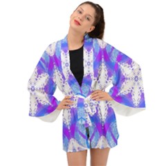 Snowflake Kaleidoscope Template Background Long Sleeve Kimono by Ravend