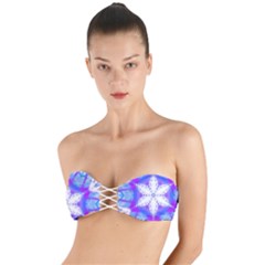 Snowflake Kaleidoscope Template Background Twist Bandeau Bikini Top by Ravend