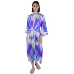 Snowflake Kaleidoscope Template Background Maxi Satin Kimono by Ravend