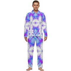 Snowflake Kaleidoscope Template Background Men s Long Sleeve Velvet Pocket Pajamas Set by Ravend