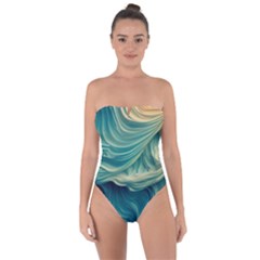 Art Pattern Artis Hands Illustration Tie Back One Piece Swimsuit by Ravend