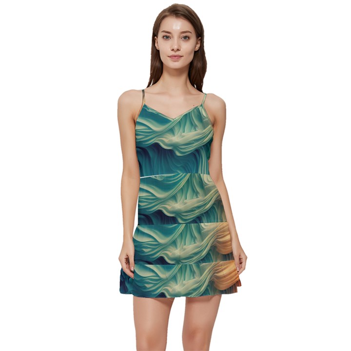 Art Pattern Artis Hands Illustration Short Frill Dress