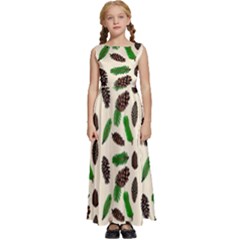 Background Ornamental Spruce Sample Kids  Satin Sleeveless Maxi Dress by Ravend