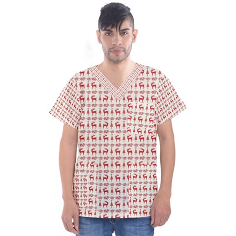 Wrapping Paper Christmas Packaging Surprise Men s V-neck Scrub Top by Ravend