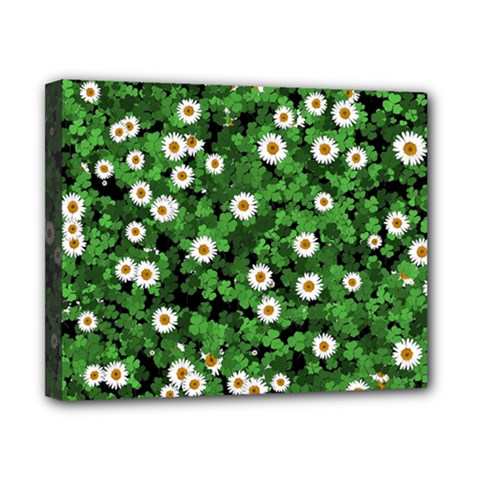 Daisies Clovers Lawn Digital Drawing Background Canvas 10  X 8  (stretched) by Ravend