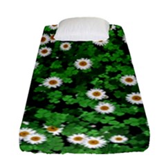 Daisies Clovers Lawn Digital Drawing Background Fitted Sheet (single Size) by Ravend