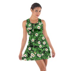 Daisies Clovers Lawn Digital Drawing Background Cotton Racerback Dress by Ravend