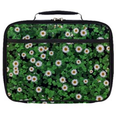 Daisies Clovers Lawn Digital Drawing Background Full Print Lunch Bag by Ravend