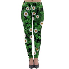 Daisies Clovers Lawn Digital Drawing Background Lightweight Velour Leggings