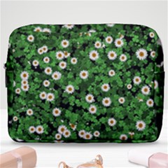 Daisies Clovers Lawn Digital Drawing Background Make Up Pouch (large) by Ravend