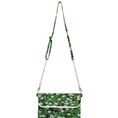 Daisies Clovers Lawn Digital Drawing Background Mini Crossbody Handbag by Ravend