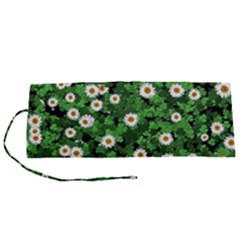 Daisies Clovers Lawn Digital Drawing Background Roll Up Canvas Pencil Holder (s) by Ravend