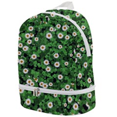 Daisies Clovers Lawn Digital Drawing Background Zip Bottom Backpack by Ravend