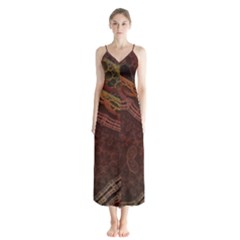 Fractal Pattern Geometric Pattern Disintegration Button Up Chiffon Maxi Dress by Ravend