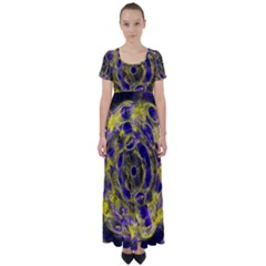 Fractal Glowing Kaleidoscope High Waist Short Sleeve Maxi Dress by Ravend