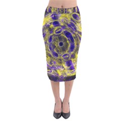 Fractal Glowing Kaleidoscope Velvet Midi Pencil Skirt by Ravend