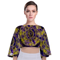 Fractal Glowing Kaleidoscope Tie Back Butterfly Sleeve Chiffon Top by Ravend