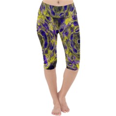 Fractal Glowing Kaleidoscope Lightweight Velour Cropped Yoga Leggings by Ravend