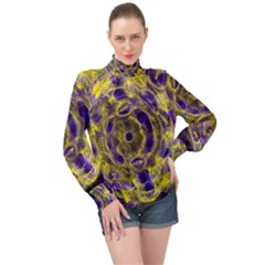 Fractal Glowing Kaleidoscope High Neck Long Sleeve Chiffon Top by Ravend