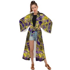 Fractal Glowing Kaleidoscope Maxi Kimono by Ravend