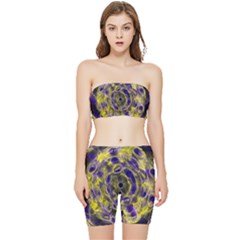 Fractal Glowing Kaleidoscope Stretch Shorts And Tube Top Set by Ravend