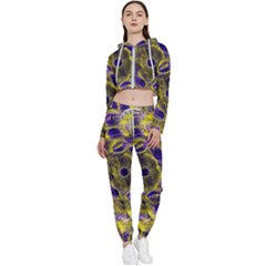 Fractal Glowing Kaleidoscope Cropped Zip Up Lounge Set by Ravend