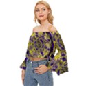 Fractal Glowing Kaleidoscope Off Shoulder Flutter Bell Sleeve Top View2