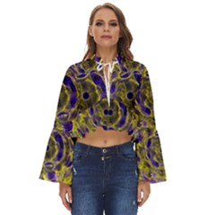 Fractal Glowing Kaleidoscope Boho Long Bell Sleeve Top by Ravend