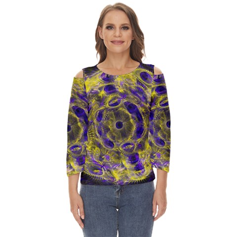 Fractal Glowing Kaleidoscope Cut Out Wide Sleeve Top by Ravend