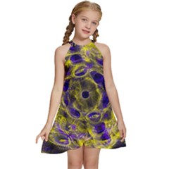 Fractal Glowing Kaleidoscope Kids  Halter Collar Waist Tie Chiffon Dress by Ravend