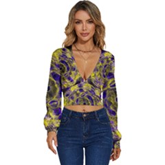 Fractal Glowing Kaleidoscope Long Sleeve Deep-v Velour Top