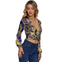 Fractal Glowing Kaleidoscope Long Sleeve Deep-V Velour Top View3