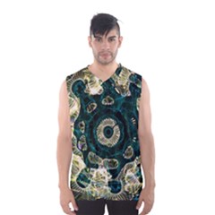 Fractal Glowing Kaleidoscope Wallpaper Art Design Men s Basketball Tank Top by Ravend