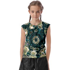 Fractal Glowing Kaleidoscope Wallpaper Art Design Kids  Raglan Cap Sleeve Tee by Ravend