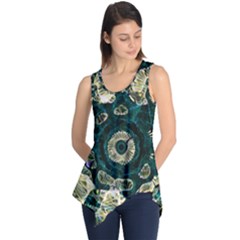 Fractal Glowing Kaleidoscope Wallpaper Art Design Sleeveless Tunic by Ravend