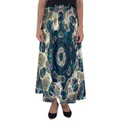 Fractal Glowing Kaleidoscope Wallpaper Art Design Flared Maxi Skirt by Ravend