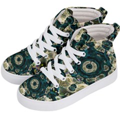 Fractal Glowing Kaleidoscope Wallpaper Art Design Kids  Hi-top Skate Sneakers by Ravend