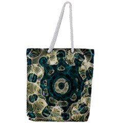 Fractal Glowing Kaleidoscope Wallpaper Art Design Full Print Rope Handle Tote (large) by Ravend