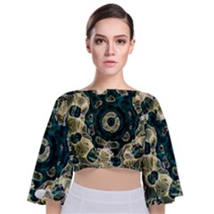 Fractal Glowing Kaleidoscope Wallpaper Art Design Tie Back Butterfly Sleeve Chiffon Top by Ravend