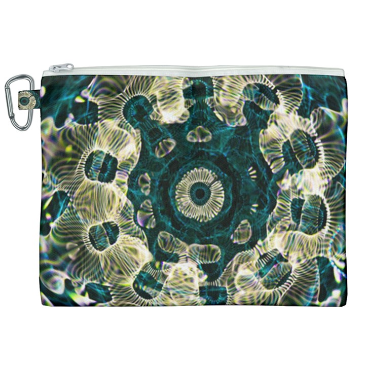 Fractal Glowing Kaleidoscope Wallpaper Art Design Canvas Cosmetic Bag (XXL)