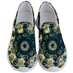 Fractal Glowing Kaleidoscope Wallpaper Art Design Men s Lightweight Slip Ons by Ravend