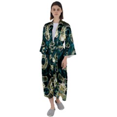 Fractal Glowing Kaleidoscope Wallpaper Art Design Maxi Satin Kimono by Ravend