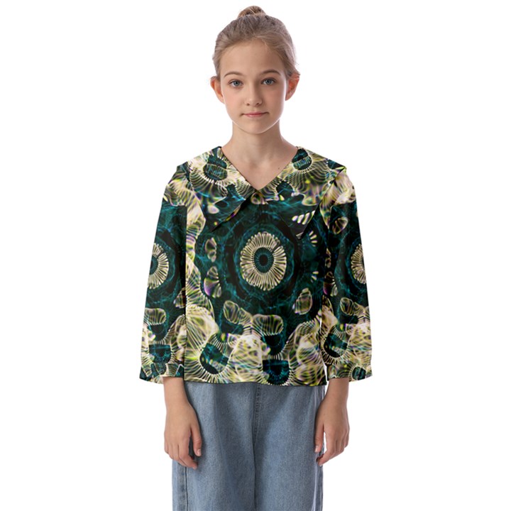 Fractal Glowing Kaleidoscope Wallpaper Art Design Kids  Sailor Shirt