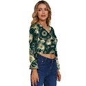 Fractal Glowing Kaleidoscope Wallpaper Art Design Long Sleeve V-Neck Top View3