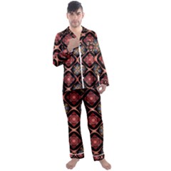 Background Pattern Geometric Wallpaper Seamless Men s Long Sleeve Satin Pajamas Set