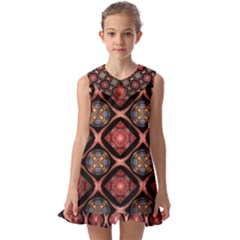 Background Pattern Geometric Wallpaper Seamless Kids  Pilgrim Collar Ruffle Hem Dress by Ravend