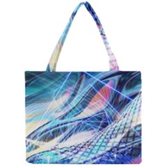 Background Neon Geometric Cubes Colorful Lights Mini Tote Bag by Ravend